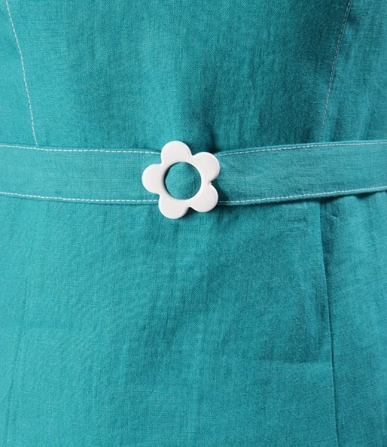 Rochie cu aripioare din in turquoise