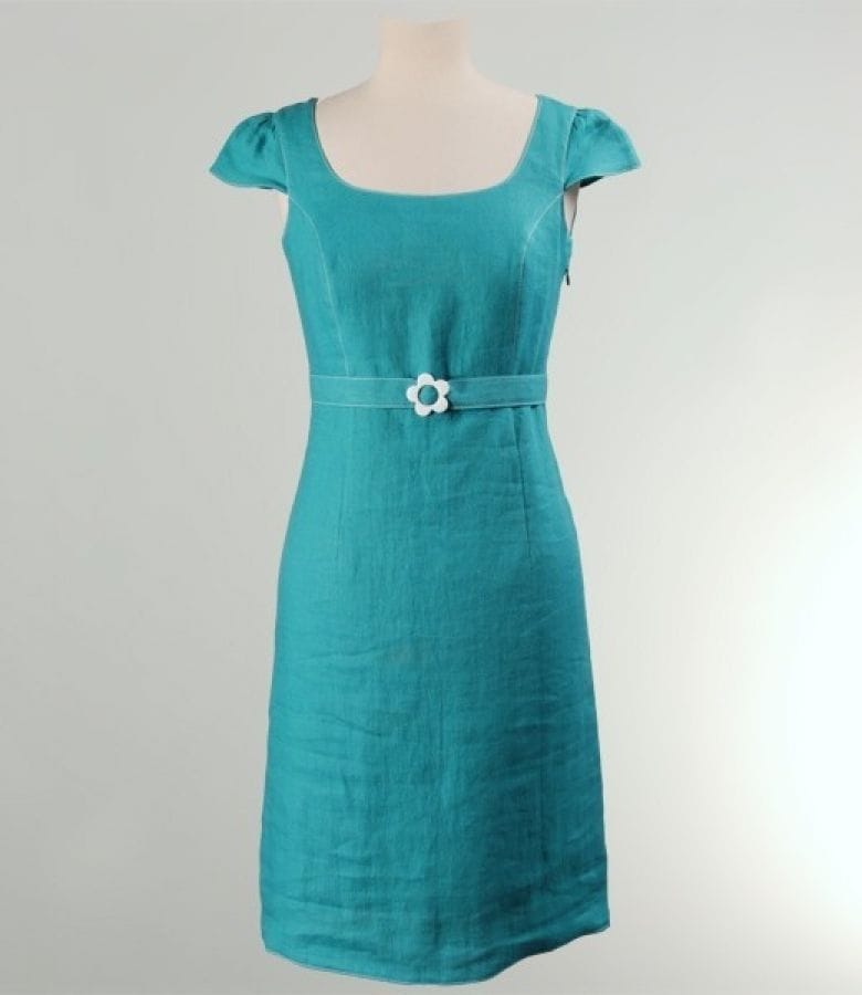 Rochie cu aripioare din in turquoise