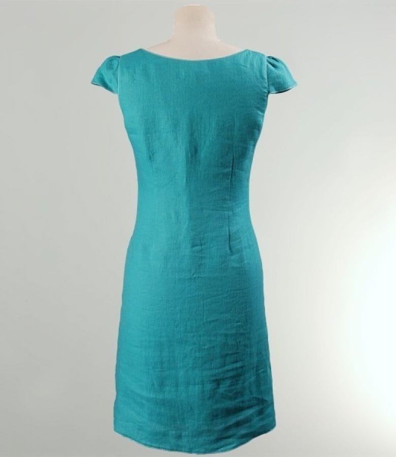 Rochie cu aripioare din in turquoise
