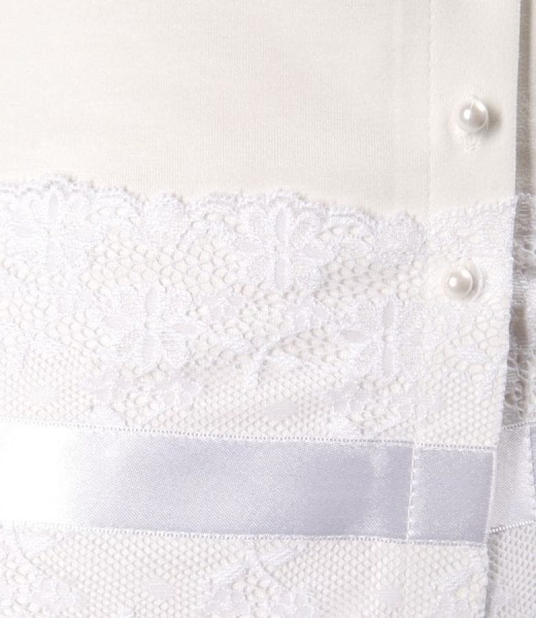 Bluza jerse ecru cu dantela aplicata