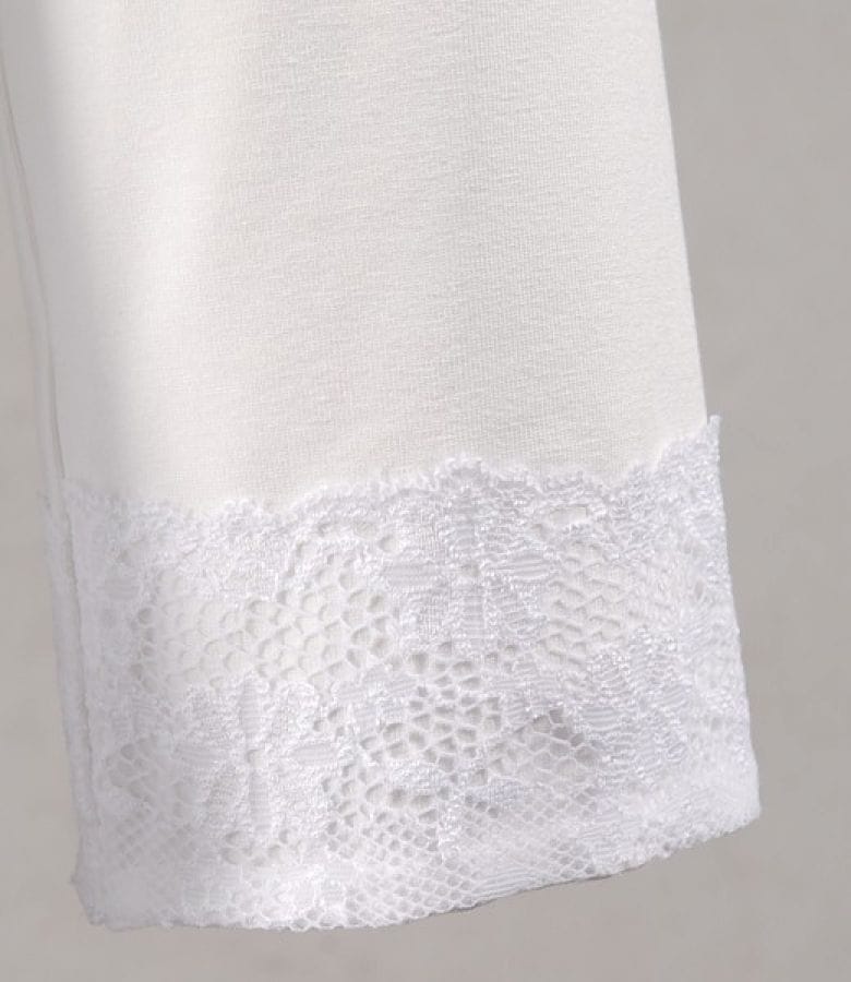 Bluza jerse ecru cu dantela aplicata