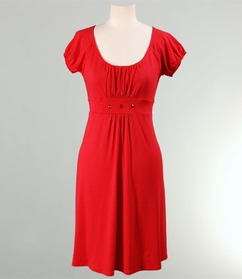 Rochie din jerse uni cu aplicatii in talie