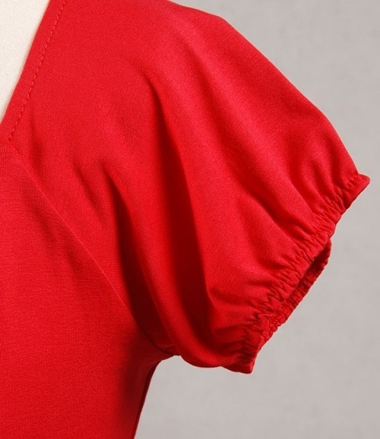 Rochie din jerse uni cu aplicatii in talie