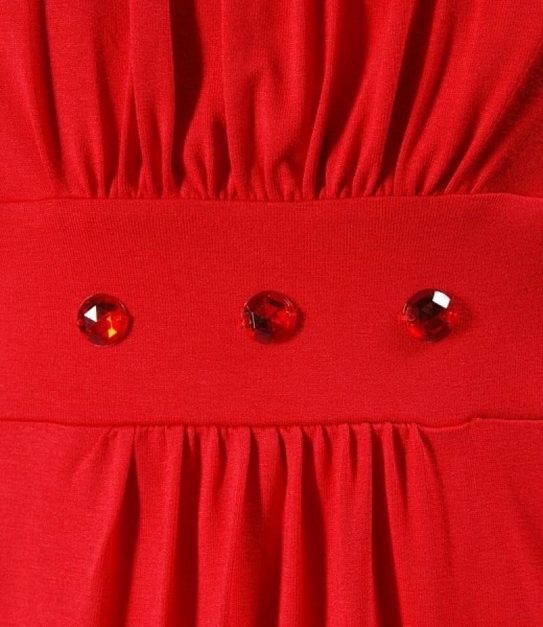 Rochie din jerse uni cu aplicatii in talie