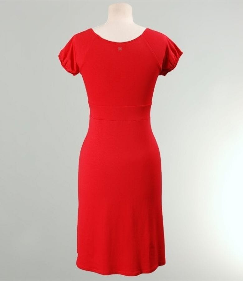 Rochie din jerse uni cu aplicatii in talie