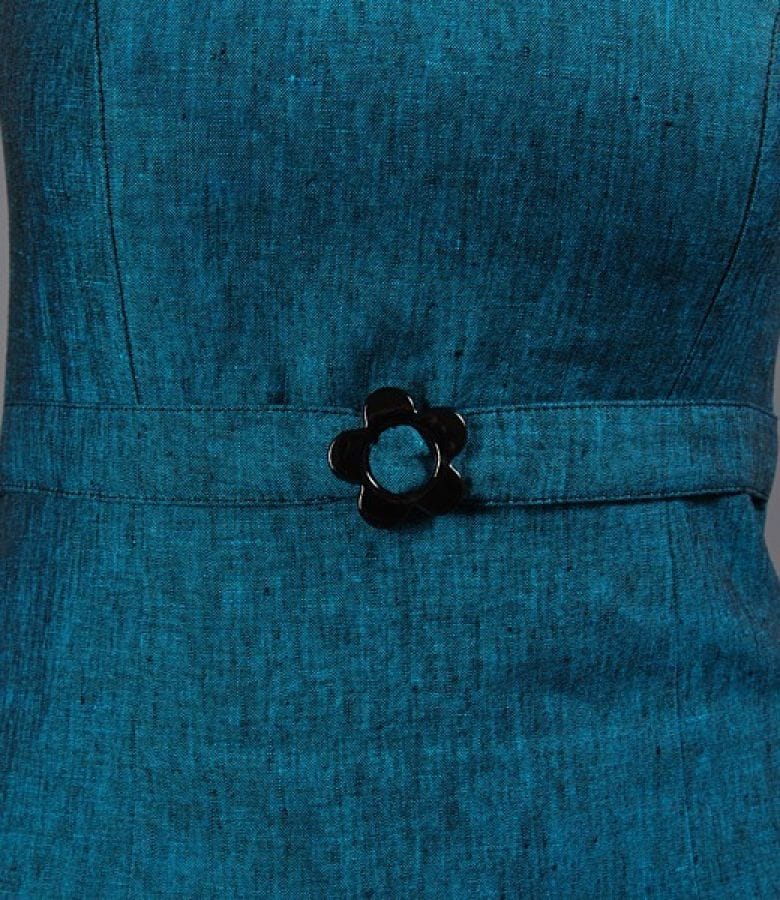 Rochie cu aripioare din in turquoise