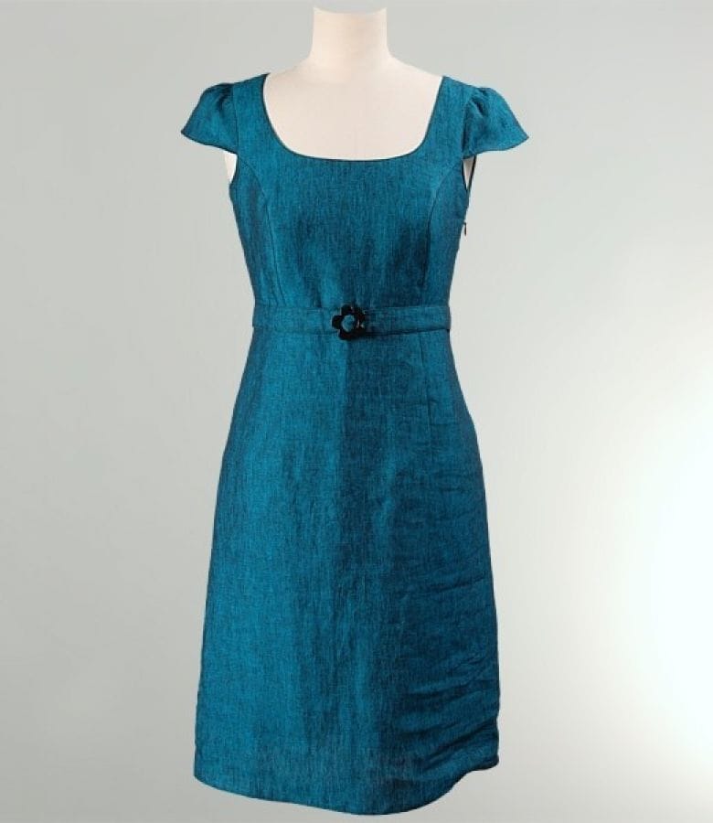 Rochie cu aripioare din in turquoise