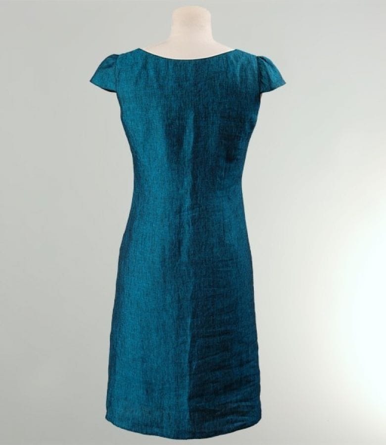 Rochie cu aripioare din in turquoise