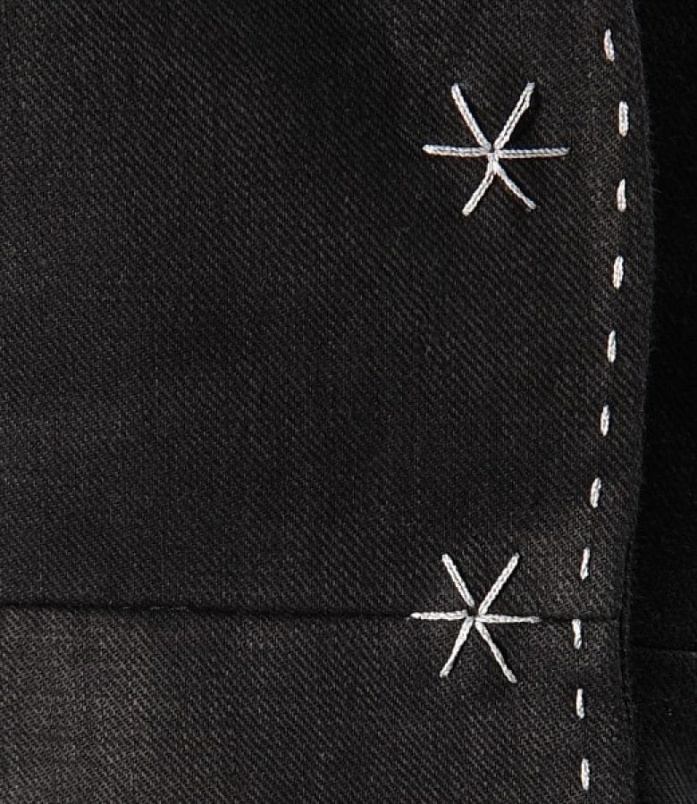 Sacou din in negru cu tighele contrast si cordon
