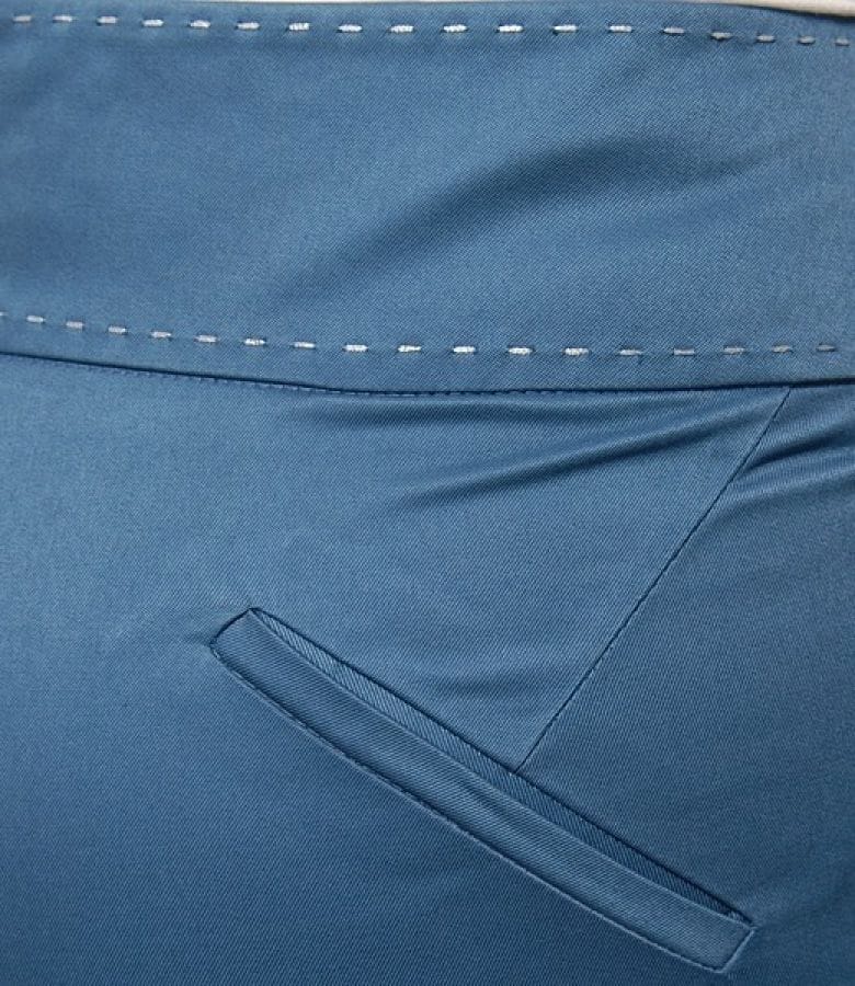 Pantaloni cu buzunare din bumbac satinat albastru