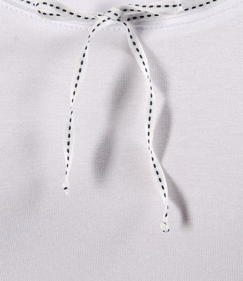 Tricou din jerse uni alb cu aripioare din voal