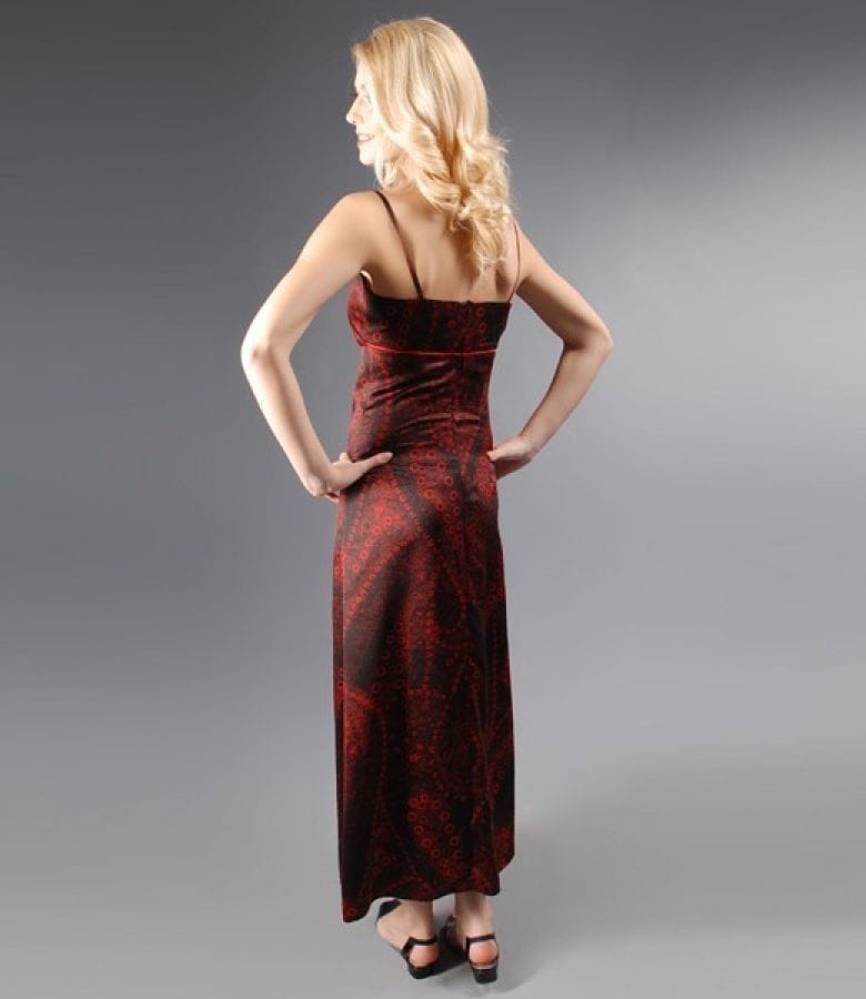 Rochie lunga din saten elastic cu bretele
