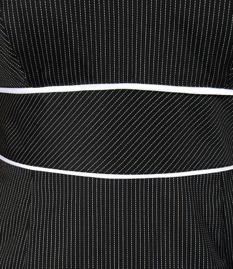 Rochie din bumbac elastic cu dungi si garnitura contrast