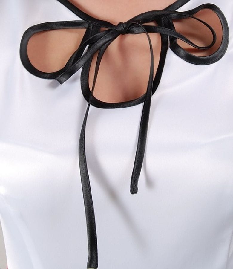 Rochie din saten si dantela cu cordon contrast