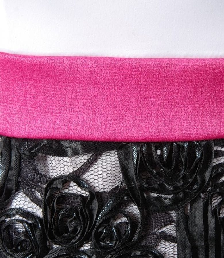 Rochie din saten si dantela cu cordon contrast