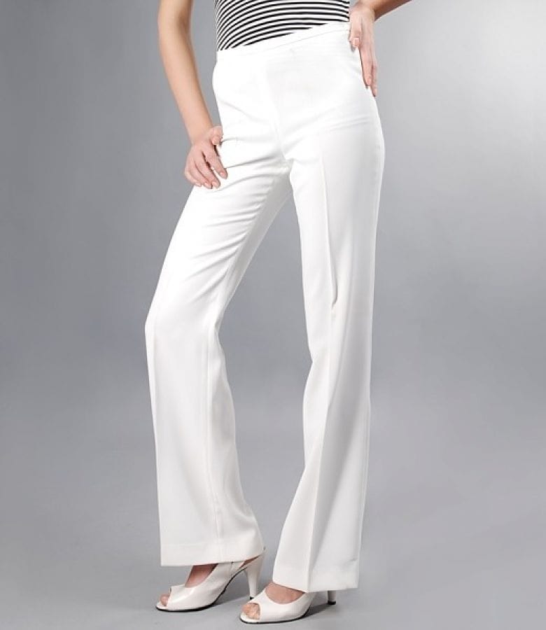 Pantaloni eleganti albi-ecru