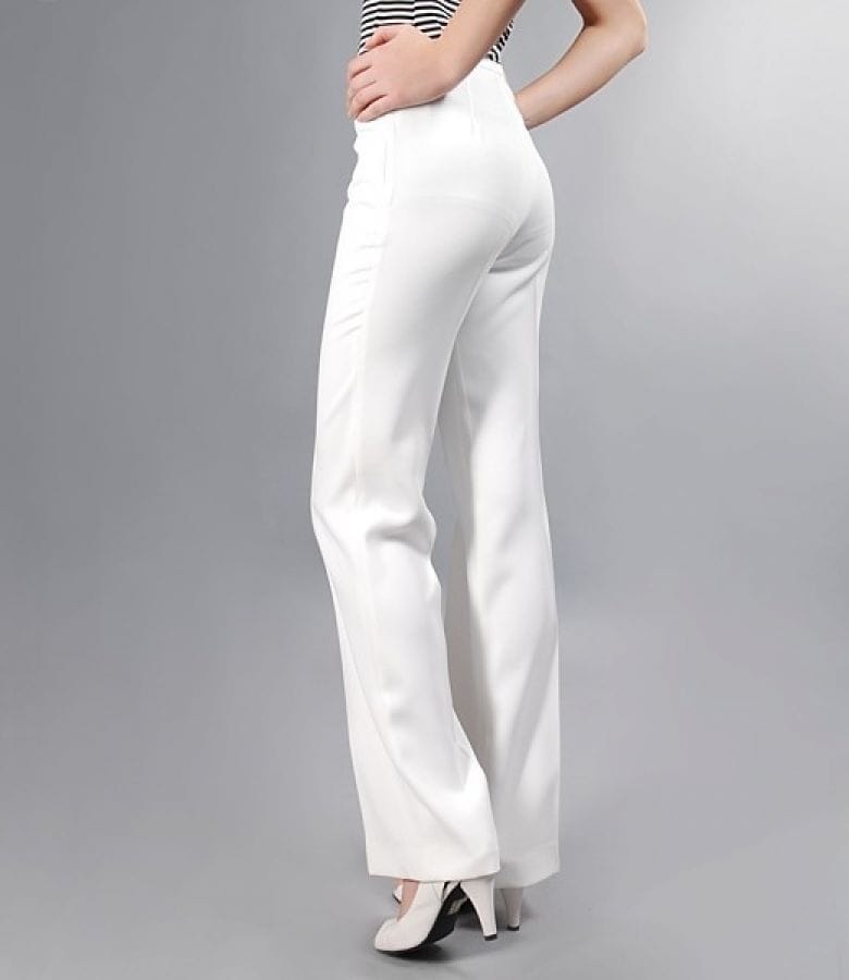 Pantaloni eleganti albi-ecru