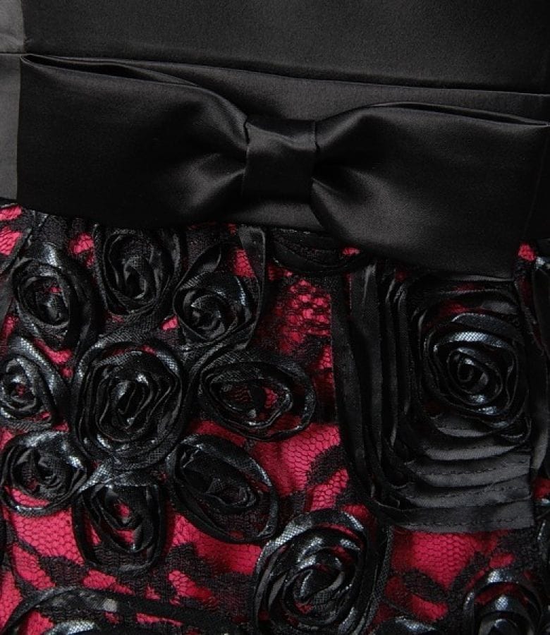 Rochie din saten si dantela cu funda