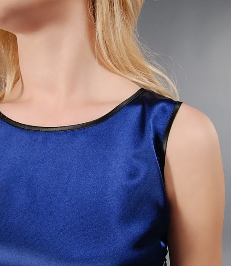 Rochie din saten si voal cu funda