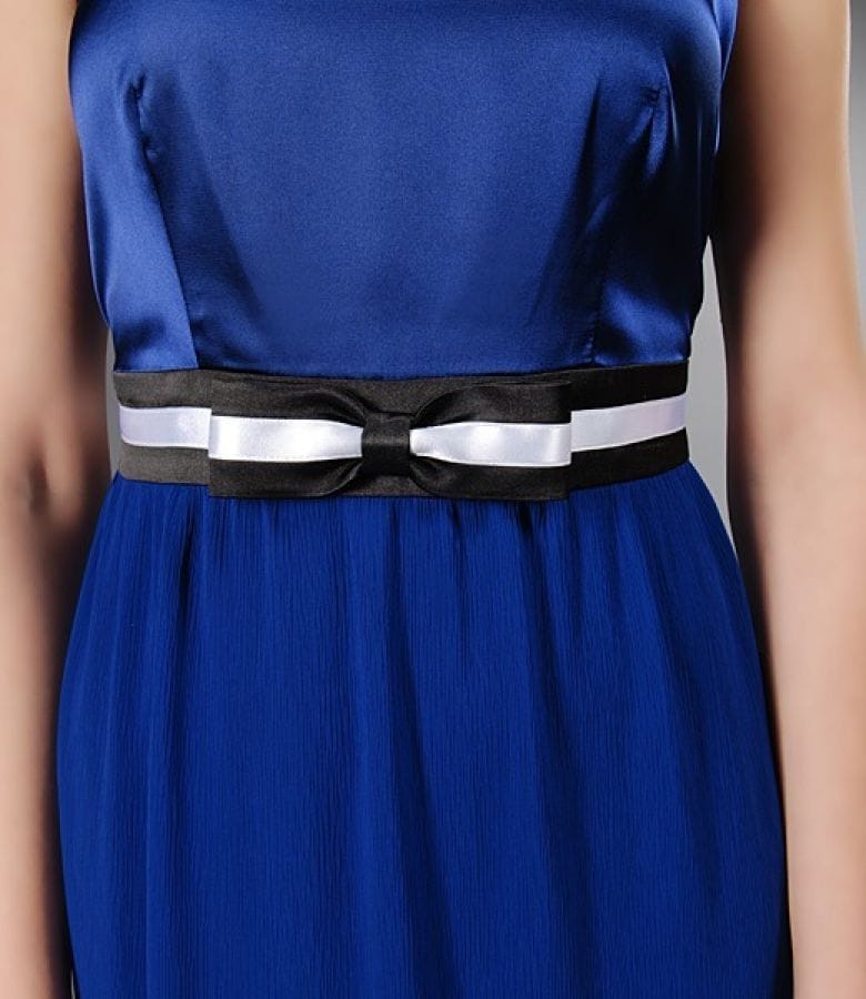 Rochie din saten si voal cu funda