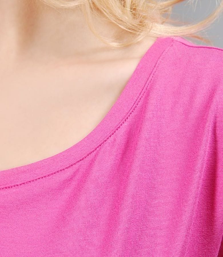 Tricou din jerse uni cu umeri cazuti