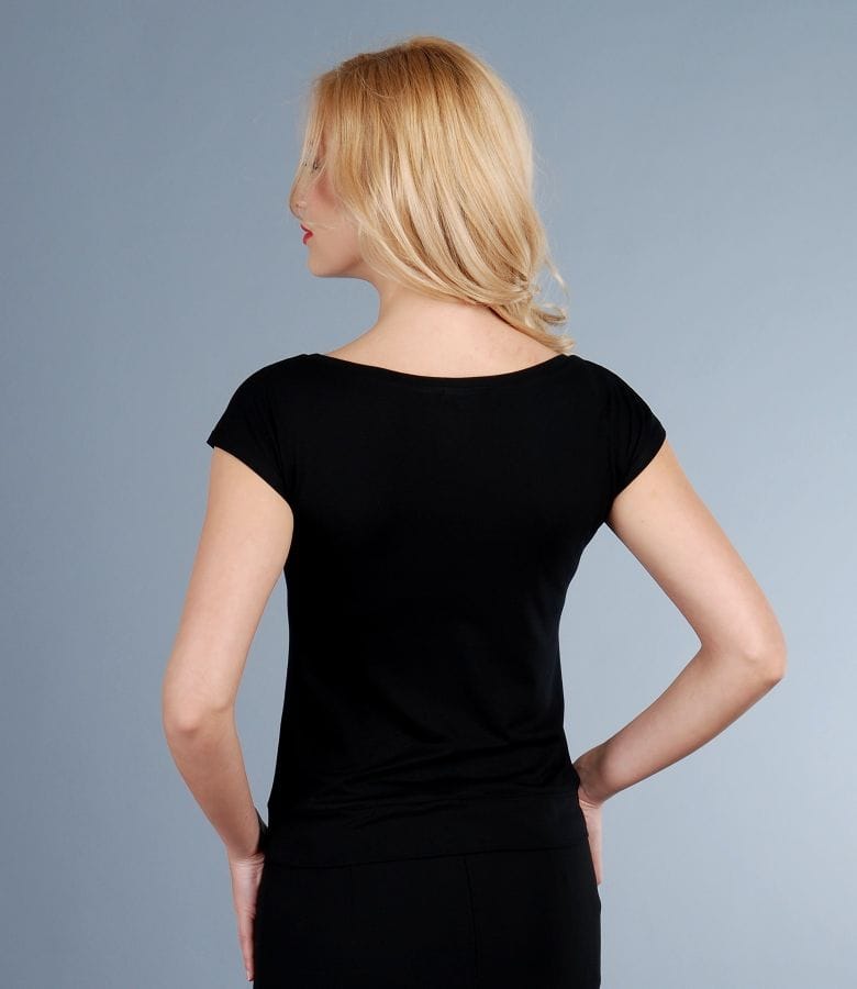 Tricou din jerse uni cu umeri cazuti