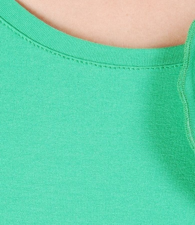 Tricou din jerse uni verde cu floare