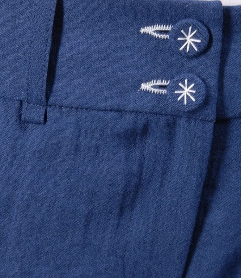 Pantaloni din viscoza creponata albastra cu buzunare