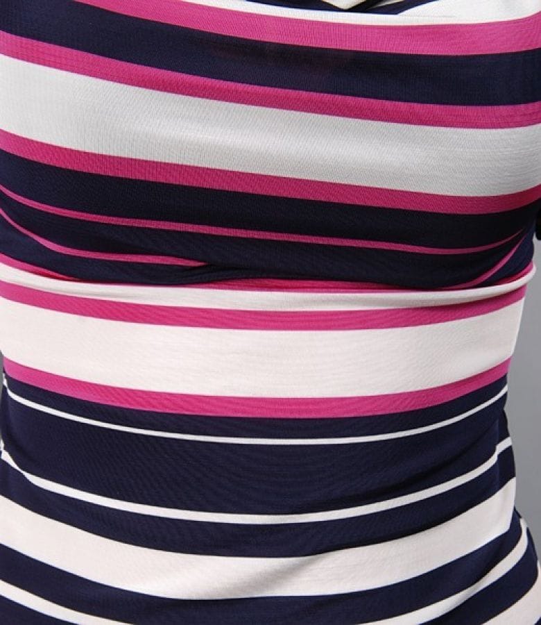 Tricou cu maneci si falduri din jerse imprimat