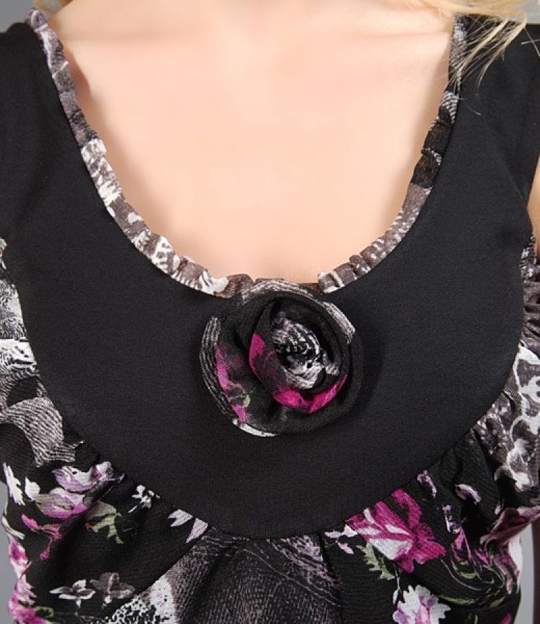 Rochie din tul elastic imprimat cu floare