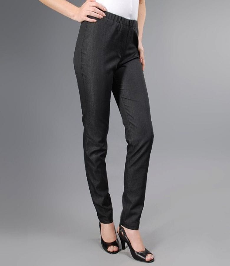 Pantaloni linie creion din bumbac elastic negru