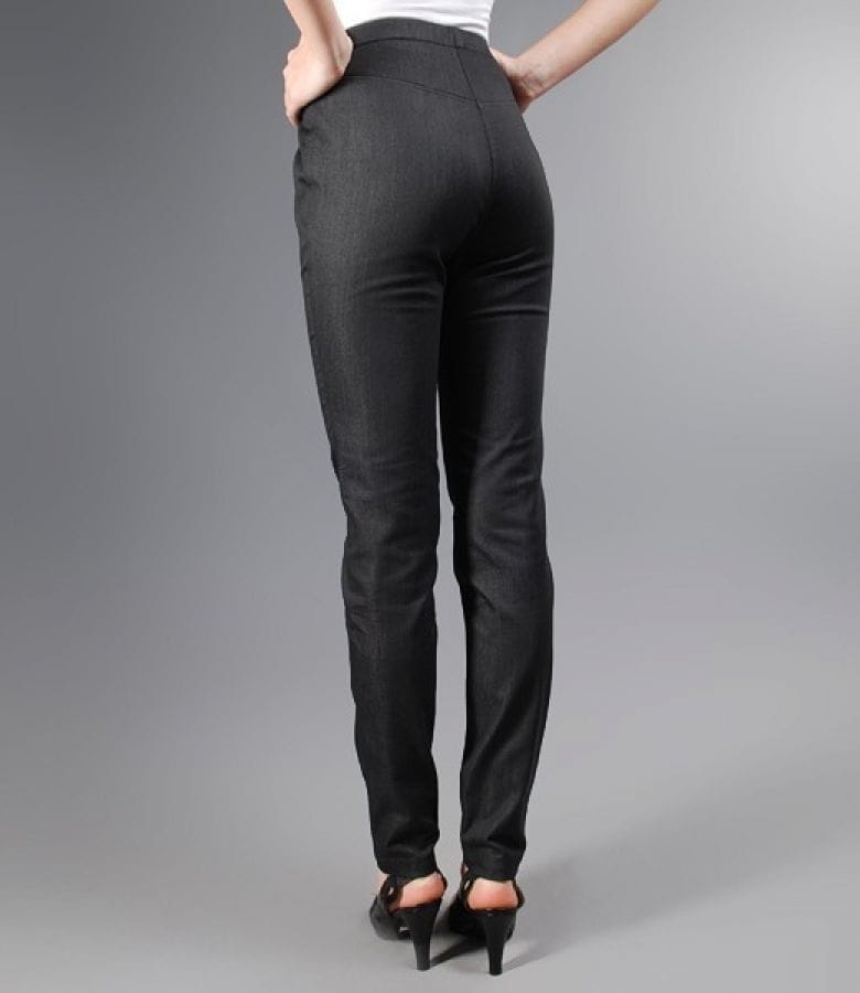 Pantaloni linie creion din bumbac elastic negru