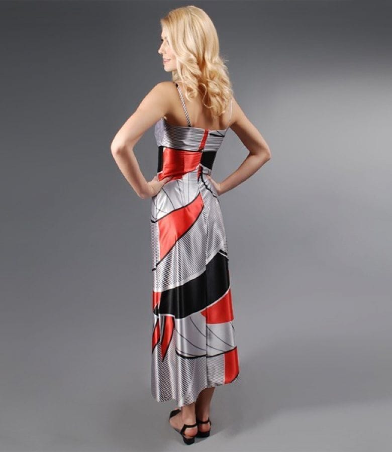 Rochie lunga din saten elastic cu bretele