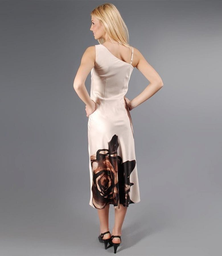 Rochie eleganta crem cu imprimeu floral