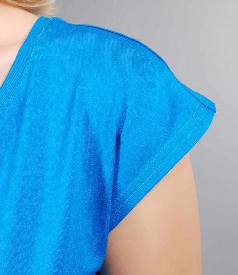 Tricou din jerse uni cu umeri cazuti