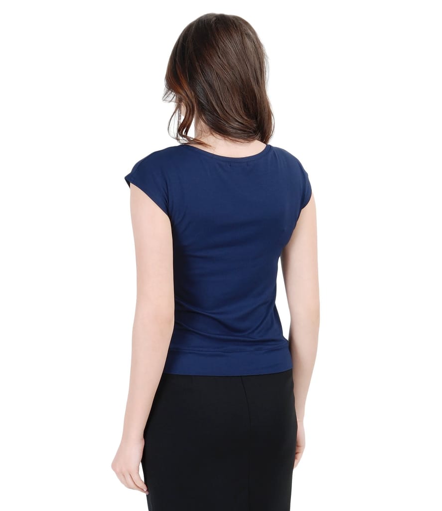 Tricou din jerse uni cu umeri cazuti