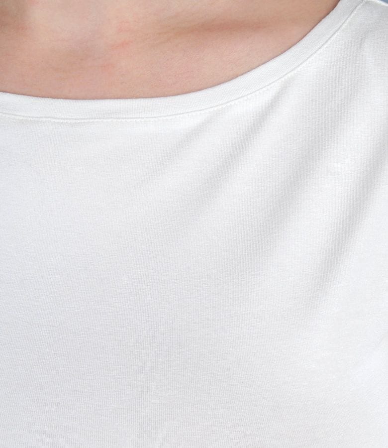 Tricou din jerse uni cu umeri cazuti