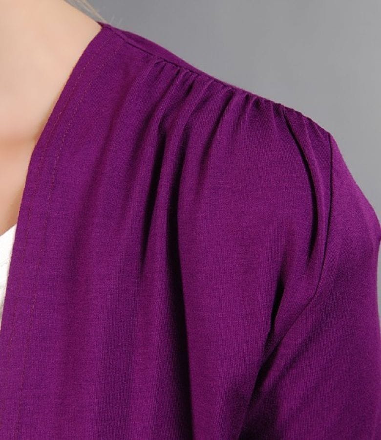 Bluza din jerse mov legata cu cordon