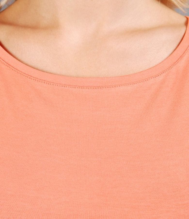 Tricou din jerse uni cu umeri cazuti