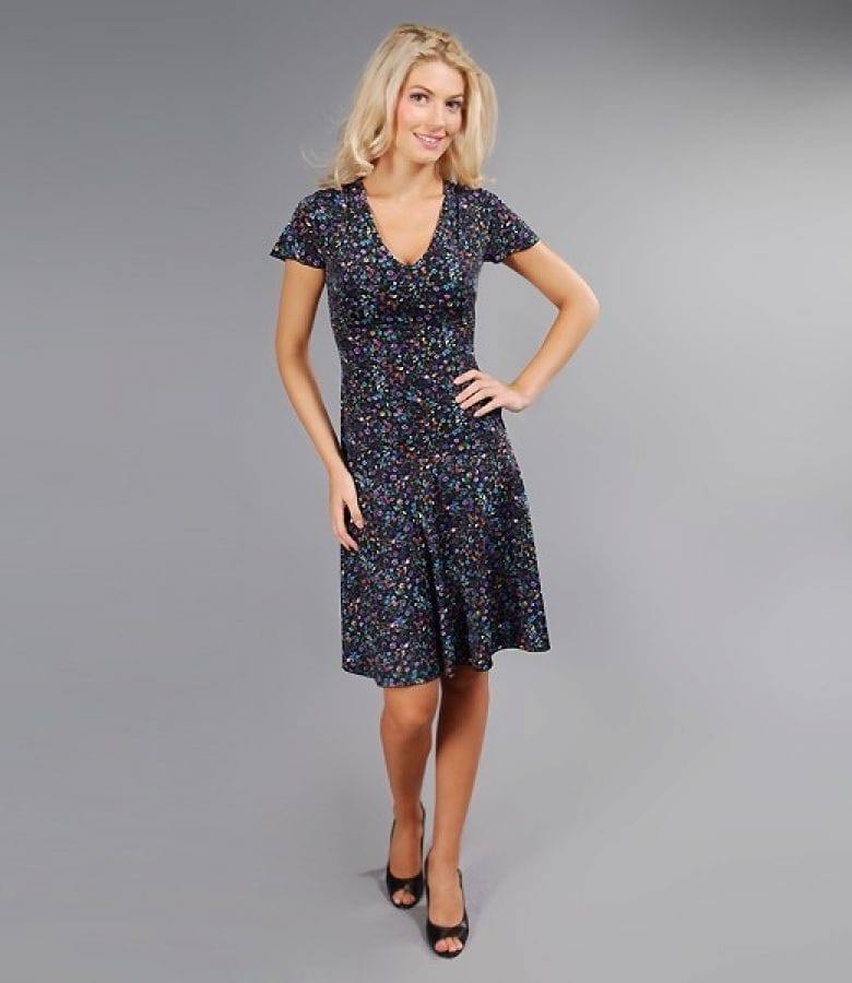 Rochie jerse imprimat cu volan