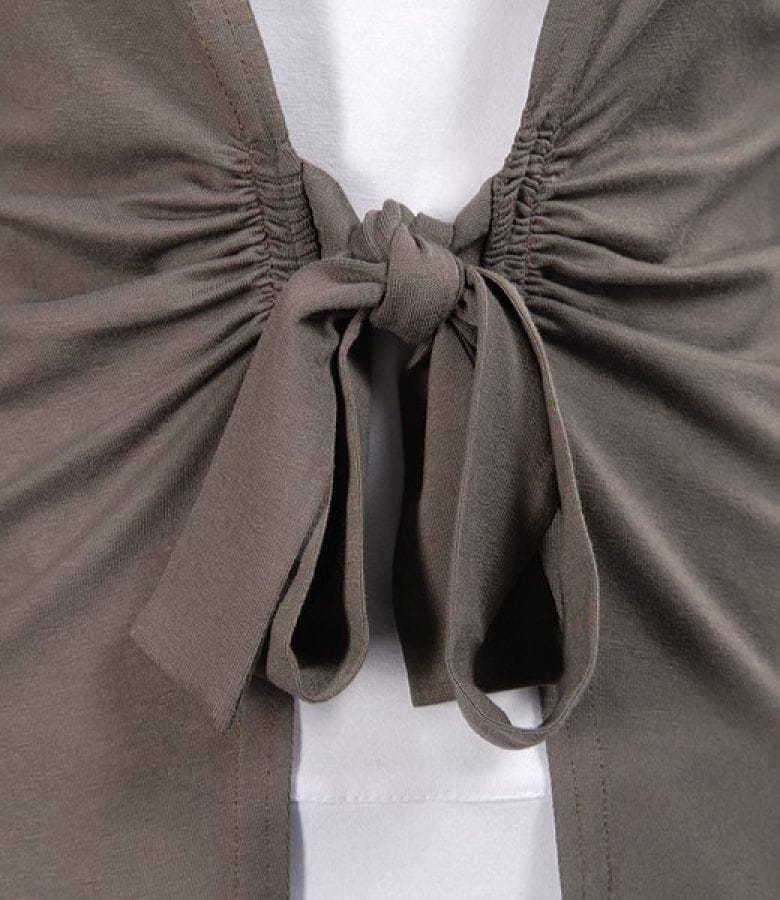 Bluza din jerse kaki legata cu cordon