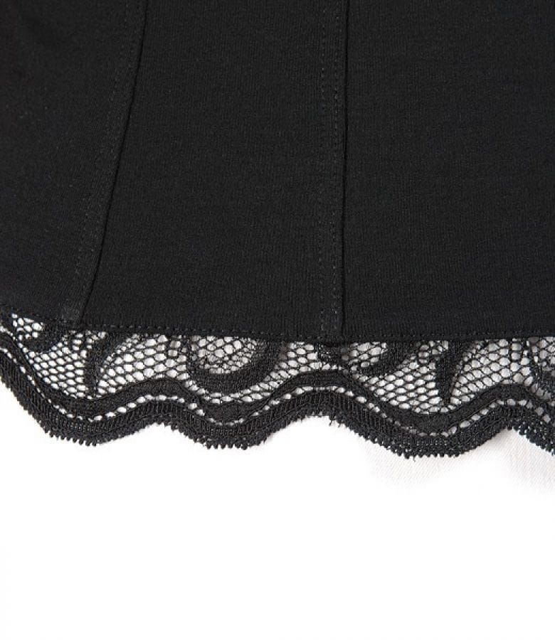 Corset din jerse negru cu dantela si bretele