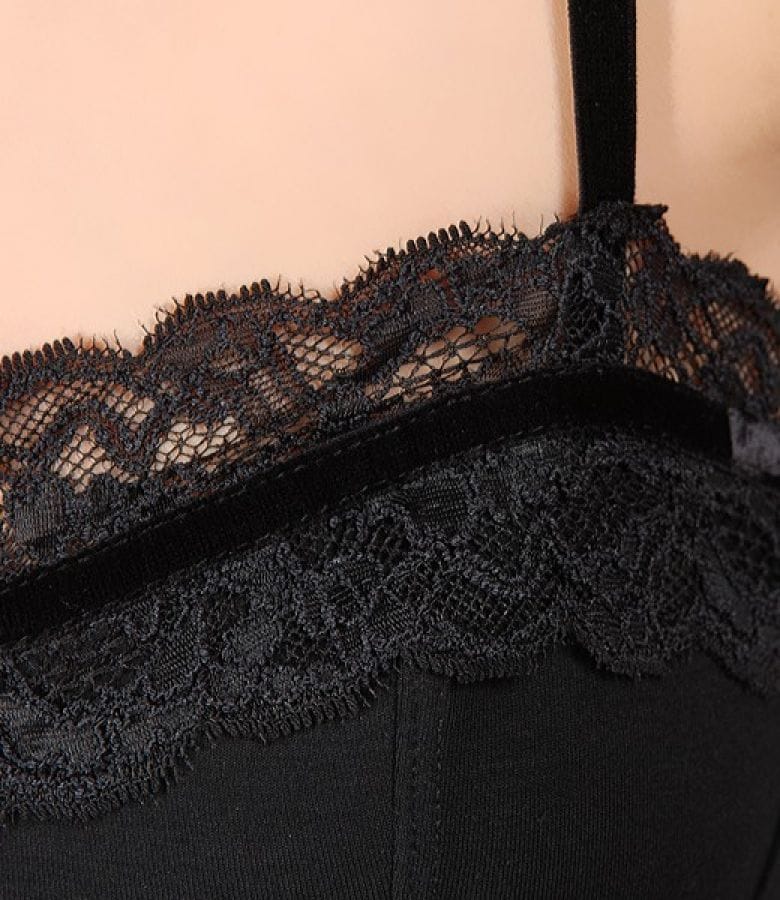 Corset din jerse negru cu dantela si bretele