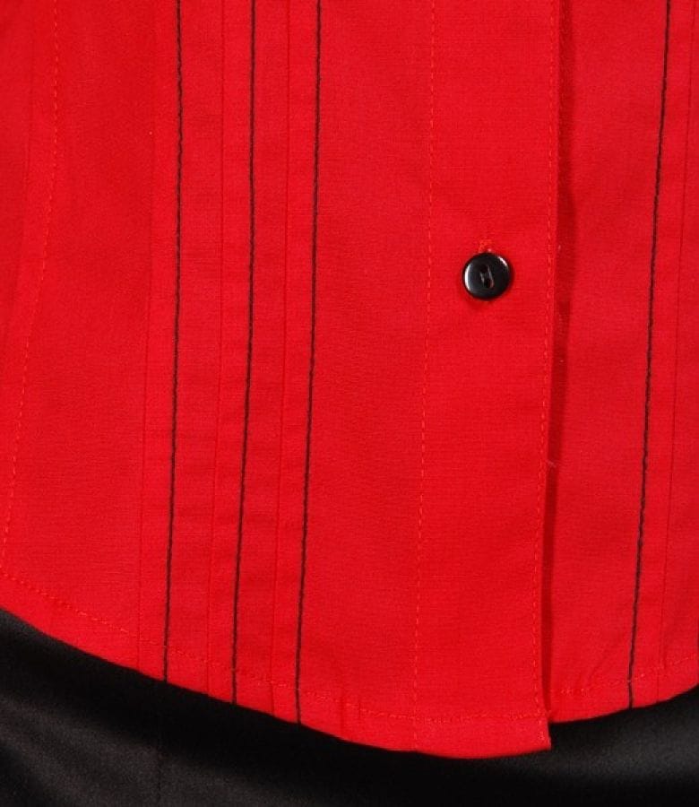 Camasa rosie din bumbac elastic cu tighele negre