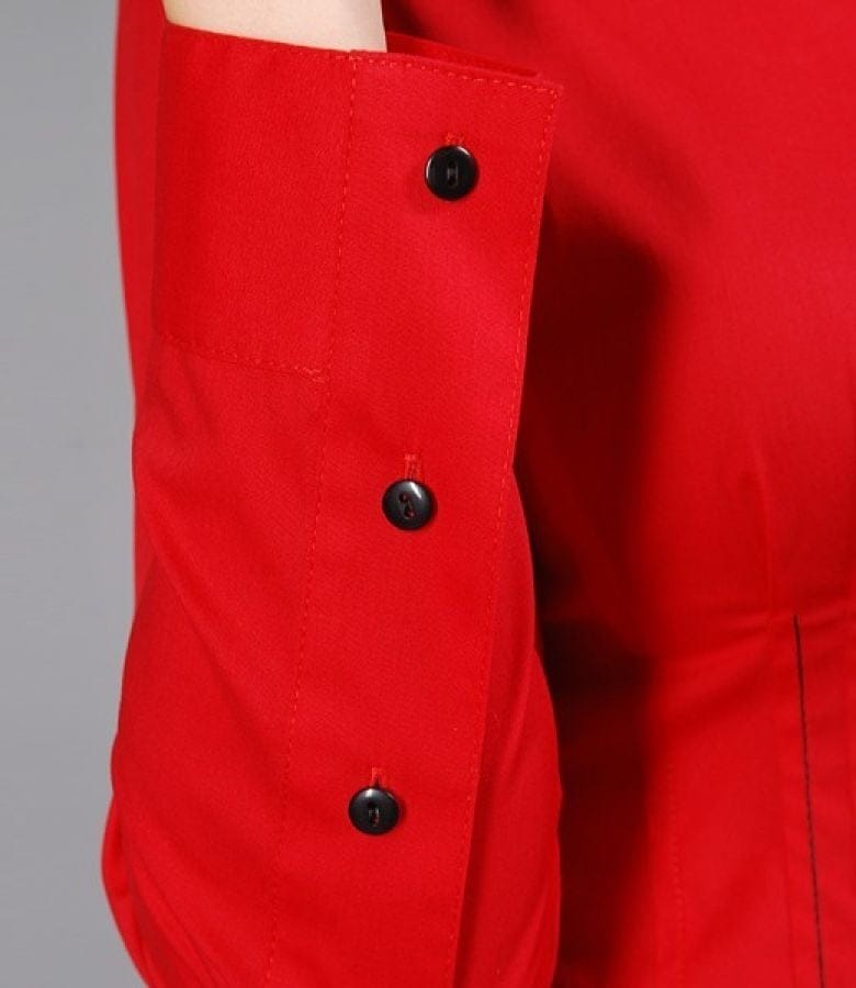 Camasa rosie din bumbac elastic cu tighele negre