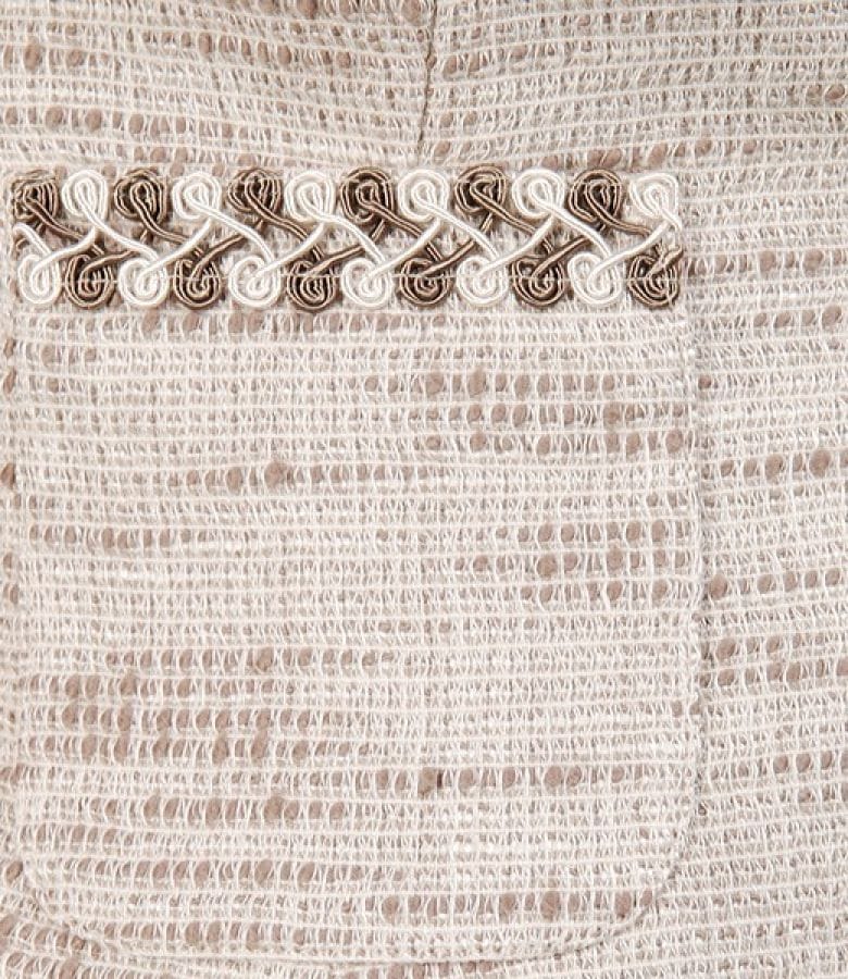 Sacou din bucle de bumbac elastic bej cu garnitura