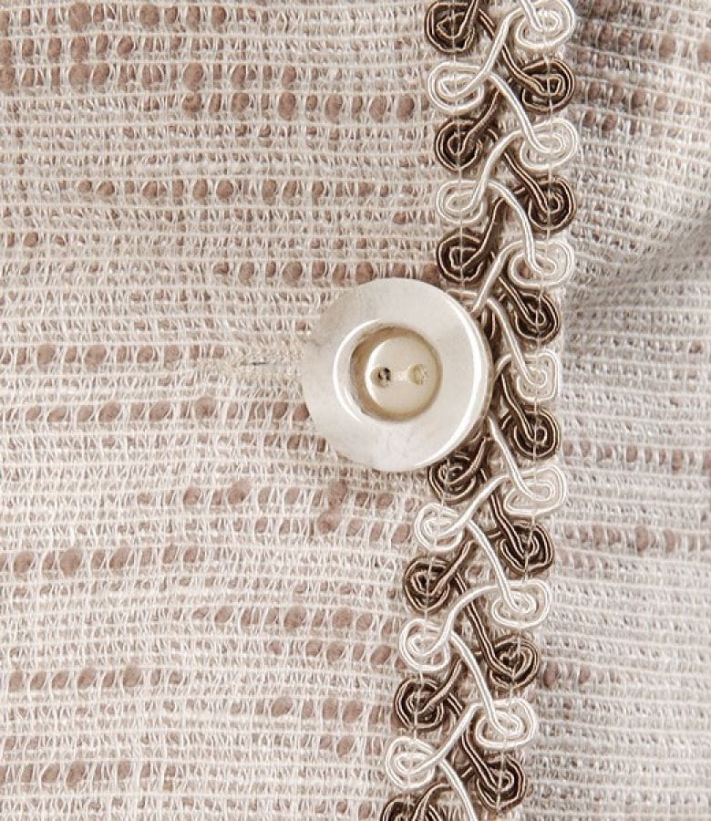 Sacou din bucle de bumbac elastic bej cu garnitura