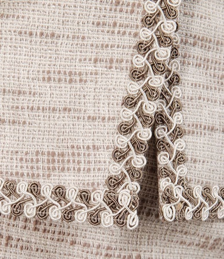 Sacou din bucle de bumbac elastic bej cu garnitura