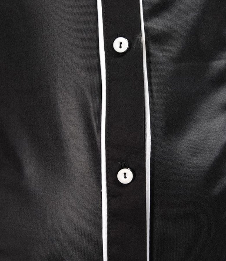 Camasa din jerse elastic satinat si bumbac cu garnitura
