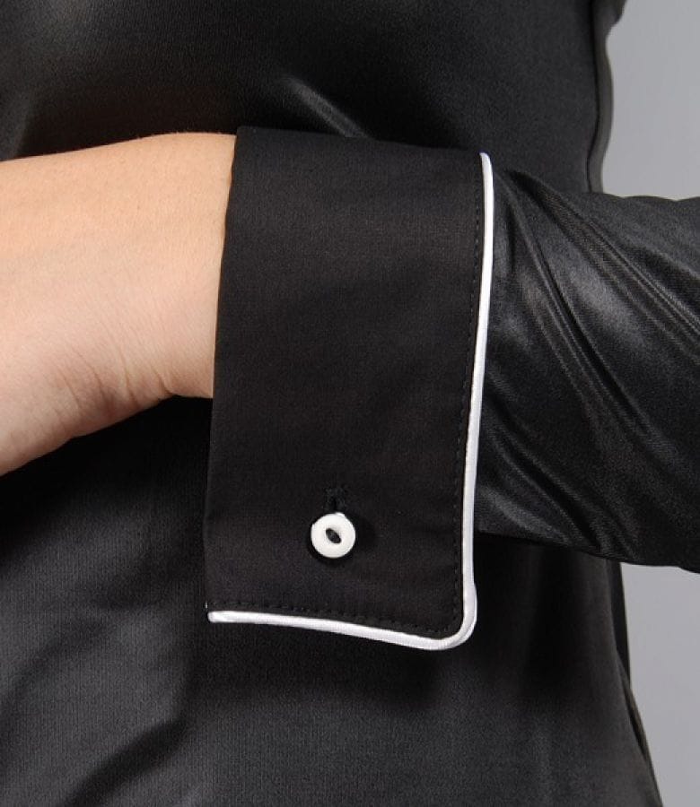 Camasa din jerse elastic satinat si bumbac cu garnitura